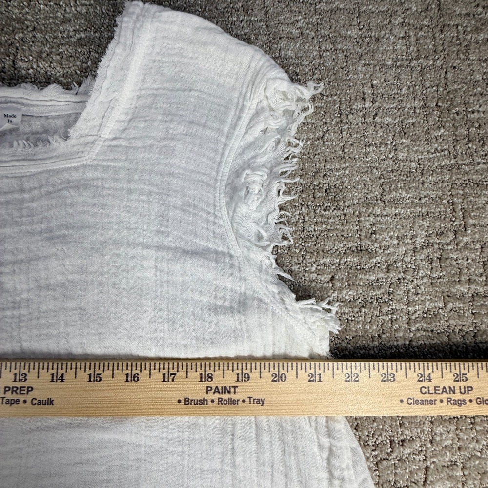 Wilt Women Tank Top Raw Hem Frayed Gauze XS White Cotton Made in USA - Picture 6 of 7